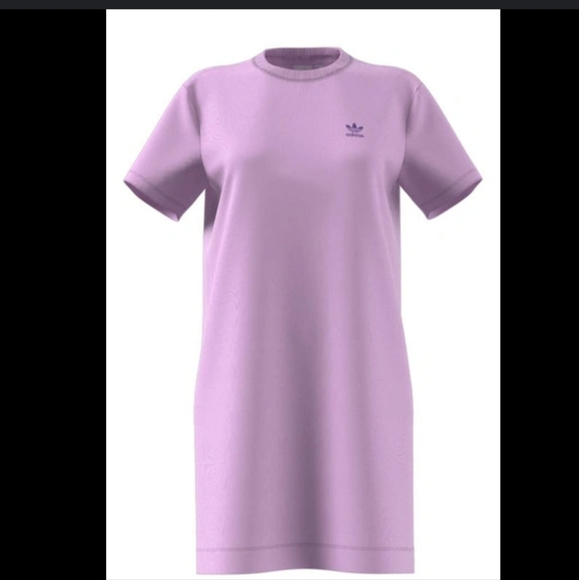 ADIDAS ORIGINALSCotton T-shirt Dress In Bliss Lilac sz-XL  nwt pit 23.5 47 Bust) - Picture 2 of 9